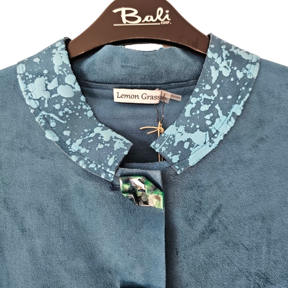 NWT Lemon Grass Peacock Hand Printed Jacket - Picture 3 of 12